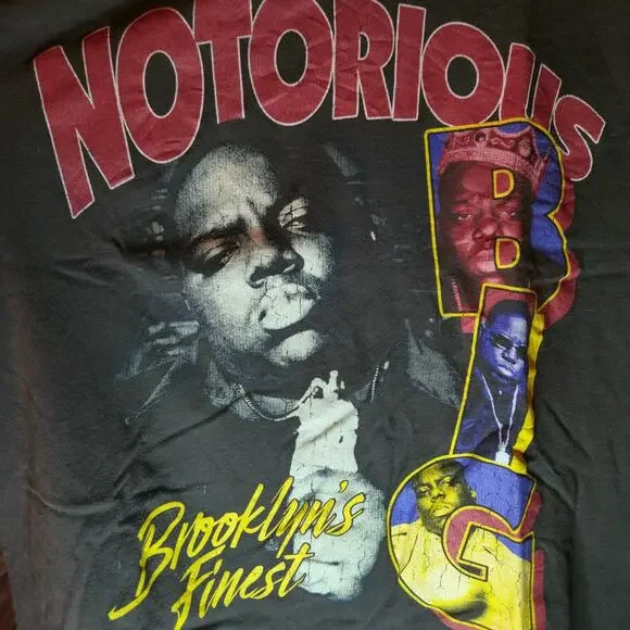 Notorious B.I.G. T-Shirt Mens Medium Black Brooklyn’s Finest Biggie Smalls Rap - Picture 2 of 3